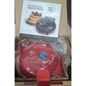 Yes Chef Personal Red Mini Waffle Maker NEW IN BOX